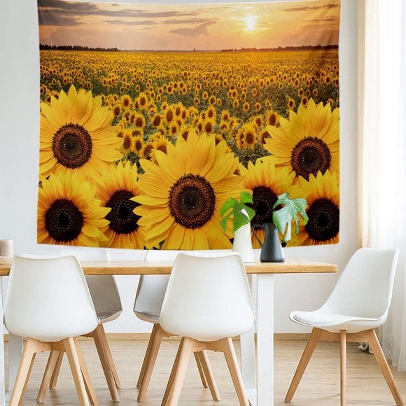 Sunflower Field Floral Nature Landscape Pop Art Room/Dorm Wall Decor/Tapestry - Picture 3 of 6